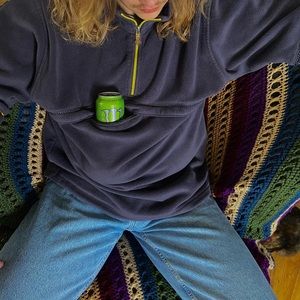 90s vintage mens fleece zip up with stash pocket